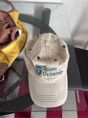 & Other Stories Beige Tulane University Baseball Cap with Green Embroidery